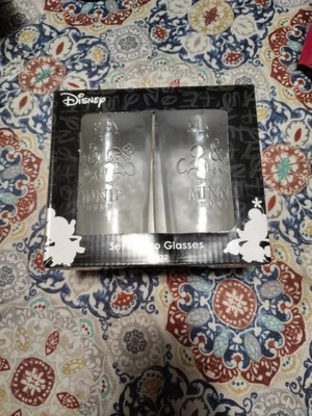 Disney Mickey And Minnie Mouse Set Of 2 Glasses Clear NWB